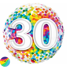 Folija balon - 30 Mavrični konfeti Folija balon - 30 Mavrični konfeti